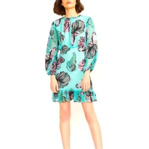 NWT Cynthia Rowley Inverness Metallic Fish Mini Dress